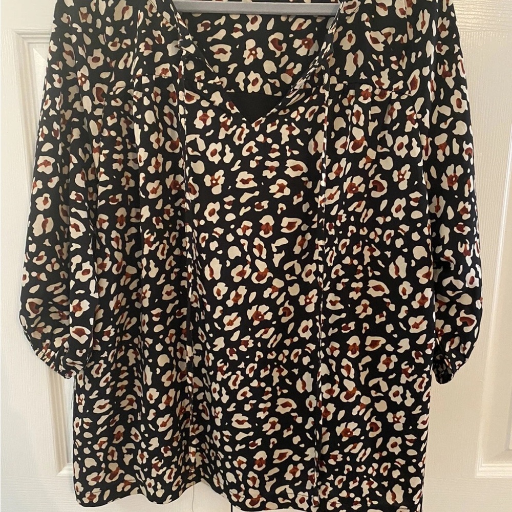Animal Print Perfectly Priscilla 1X Top Blouse 3/4 sleeve